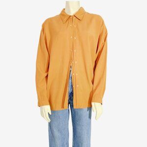 Vintage Marigold Double Button Front Blouse / Made in Hong Kong / size Small-Med